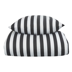 Stribet sengetøj - Blødt bomuldssatin - Nordic Stripe - Mørkegråt og hvidt sengesæt